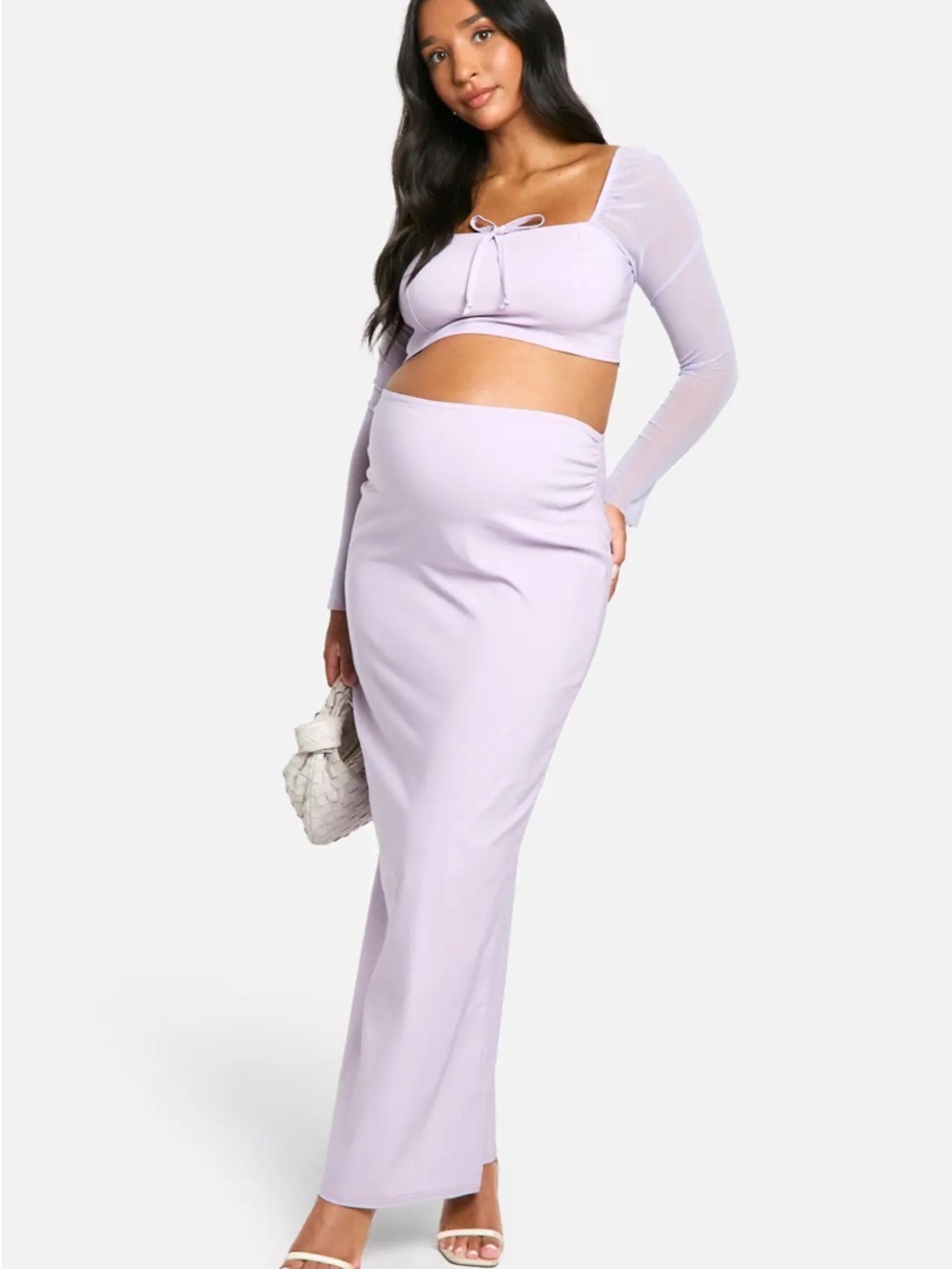 Maternity Bengaline Tie Front Blouse And Maxi Skirt Co-ord - NWT